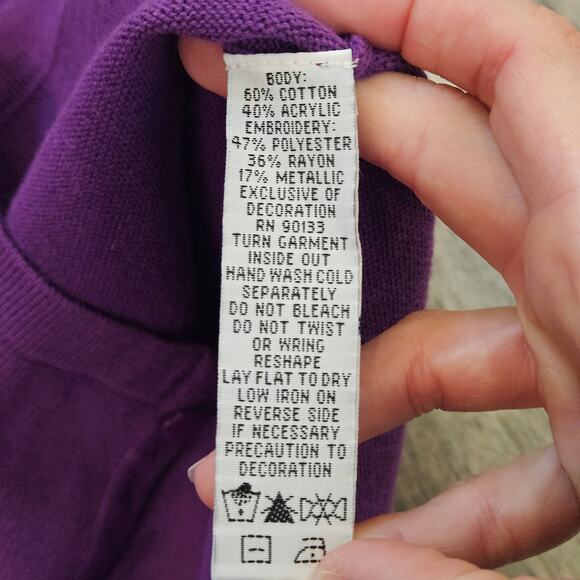 Bob Mackie Cardigan Women M Wearable Art Purple Sequin Beaded Embellished Top - Picture 10 of 10